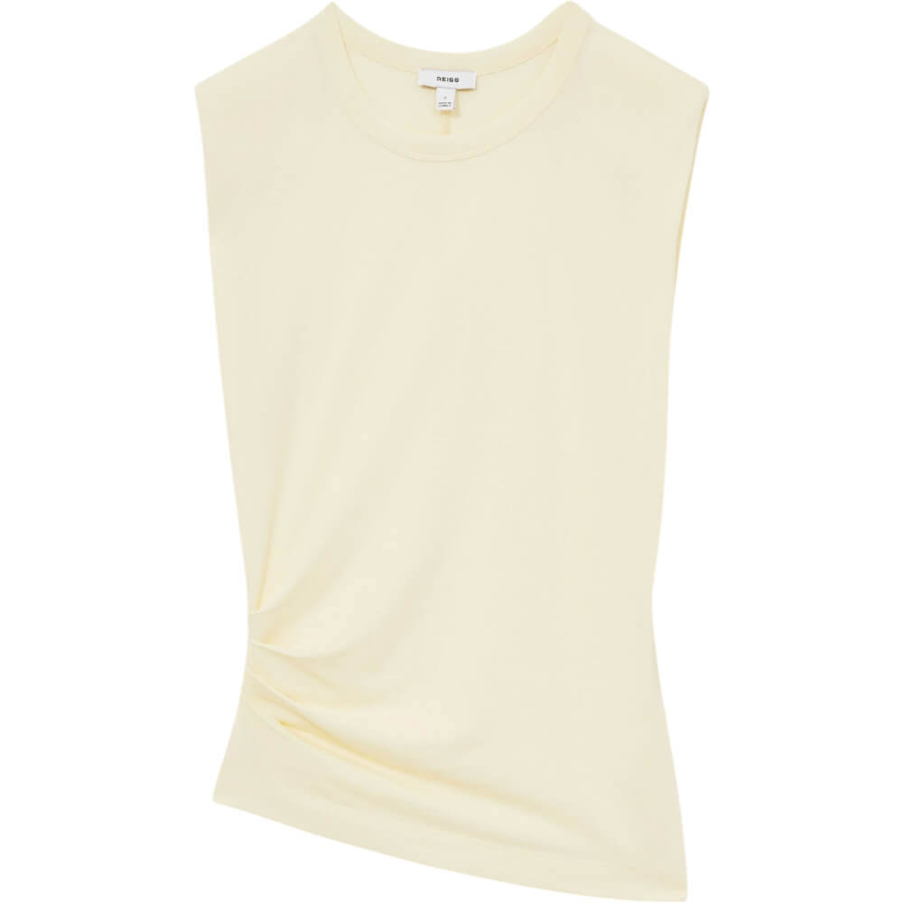 REISS SADIE Shoulder Pad Ruched Jersey Top